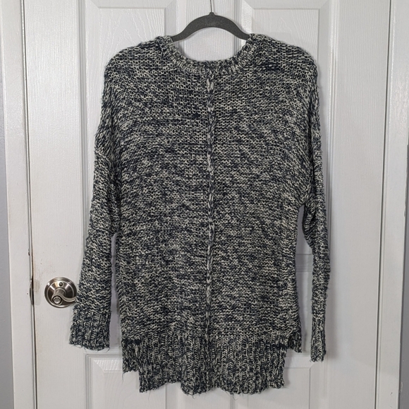 RDI Chunky Knit Long Sleeve Tunic Pocket Sweater in Marbled Green & Cream Size S - Picture 3 of 8